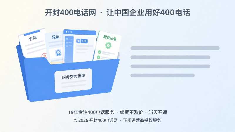 400电话办理交付材料归档留存的扁平化插画